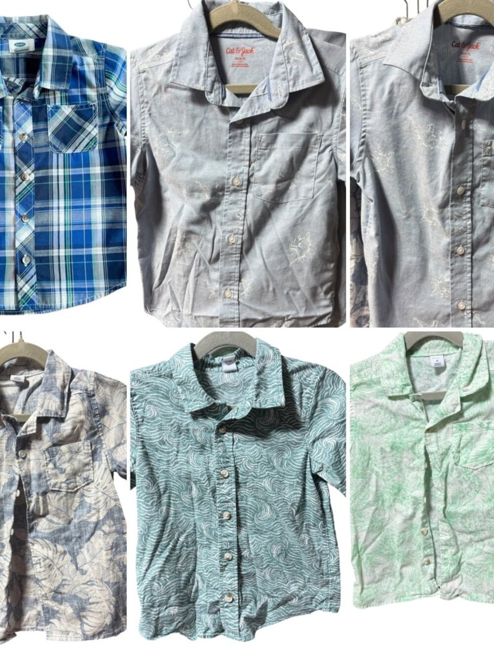 Cat & Jack and Old Navy Bundle/lot of qty 6 Short Sleeve button shirts 4T & 5T